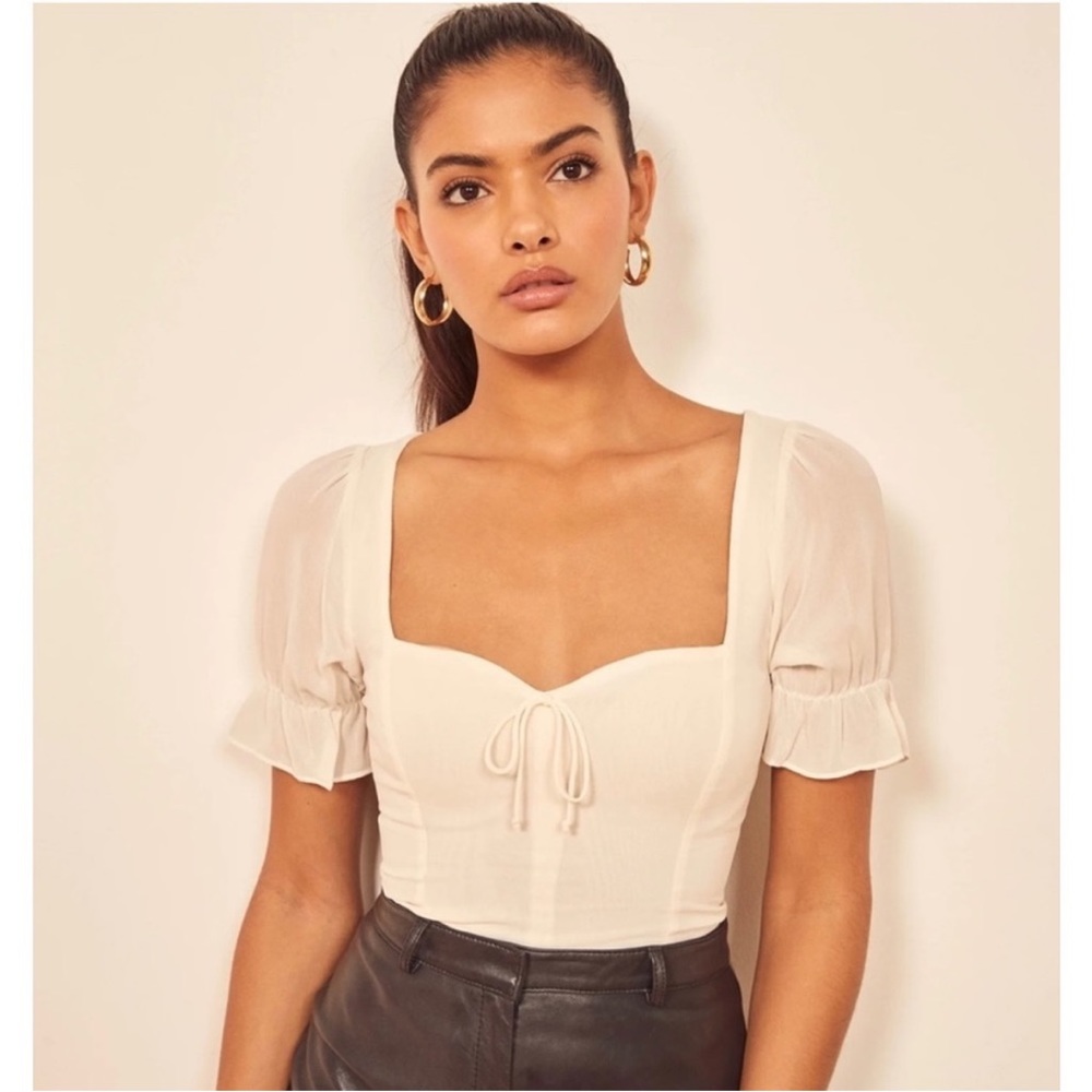 Reformation Delevan Top Ivory Size 0